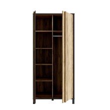 Kleiderschrank >HAYATO< 2 Türen, 1 Stange, Alpenfichte Dekor / Schwarz - 89,5x194x58cm (BxHxT)