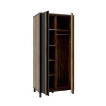 Kleiderschrank >HAYATO< 2 Türen, 1 Stange, Alpenfichte Dekor / Schwarz - 89,5x194x58cm (BxHxT)