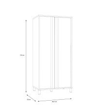 Kleiderschrank >HAYATO< 2 Türen, 1 Stange, Alpenfichte Dekor / Schwarz - 89,5x194x58cm (BxHxT)