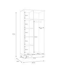 Kleiderschrank >HAYATO< 2 Türen, 1 Stange, Alpenfichte Dekor / Schwarz - 89,5x194x58cm (BxHxT)