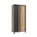 Kleiderschrank >HAYATO< 2 Türen, 1 Stange, Alpenfichte Dekor / Schwarz - 89,5x194x58cm (BxHxT)