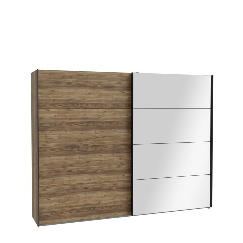 Schiebetürenschrank >HAYATO< 2 Türen, Alpenfichte Dekor / Schwarz - 269,8x210,5x62,8cm (BxHxT)