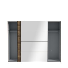 Schiebetürenschrank >HAYATO< 2 Türen, Alpenfichte Dekor / Schwarz - 269,8x210,5x62,8cm (BxHxT)