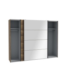 Schiebetürenschrank >HAYATO< 2 Türen, Alpenfichte Dekor / Schwarz - 269,8x210,5x62,8cm (BxHxT)