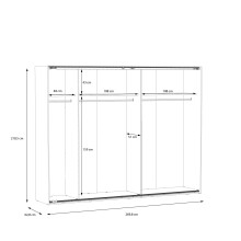 Schiebetürenschrank >HAYATO< 2 Türen, Alpenfichte Dekor / Schwarz - 269,8x210,5x62,8cm (BxHxT)
