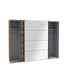 Schiebetürenschrank >HAYATO< 2 Türen, Alpenfichte Dekor / Schwarz - 269,8x210,5x62,8cm (BxHxT)