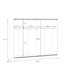 Schiebetürenschrank >HAYATO< 2 Türen, Alpenfichte Dekor / Schwarz - 269,8x210,5x62,8cm (BxHxT)