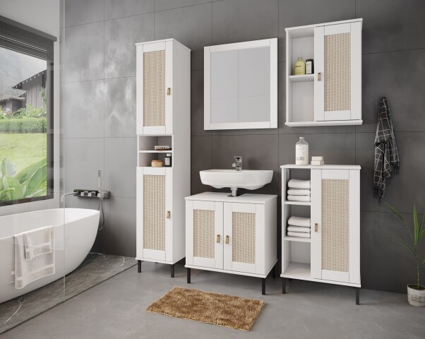 Badezimmer-Set >WZ-0800< (5-teilig) Fichte massiv weiss - 155x190x40 (BxHxT)