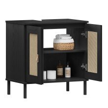 Badezimmer-Set >WZ-0800< (5-teilig) Fichte massiv schwarz - 155x190x40 (BxHxT)