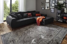 Polsterecke >Aldous< 8 Kissen, Waffelsteppung, beschichtet, anthrazit - 300x108x123 (BxHxT)