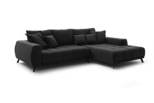 Polsterecke >Aldous< 8 Kissen, Waffelsteppung, beschichtet, anthrazit - 300x108x123 (BxHxT)