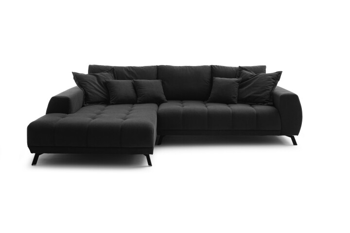 Polsterecke >Aldous< 8 Kissen, Waffelsteppung, beschichtet, anthrazit - 300x108x123 (BxHxT)