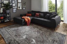 Polsterecke >Aldous< 8 Kissen, Waffelsteppung, beschichtet, anthrazit - 300x108x123 (BxHxT)