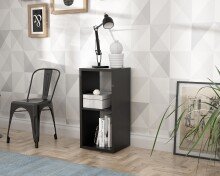 Raumteilerregal >MAURO< 2 Fächer, in Schwarz - 39,5x72,8x32,9cm (BxHxT)