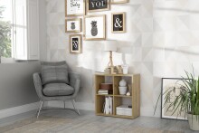 Raumteilerregal >MAURO< 4 Fächer, in Artisan Eiche Dekor - 72,7x72,8x32,9cm (BxHxT)