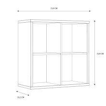 Raumteilerregal >MAURO< 4 Fächer, in Artisan Eiche Dekor - 72,7x72,8x32,9cm (BxHxT)