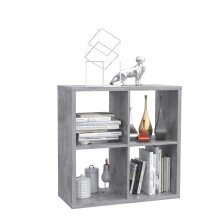 Raumteilerregal >MAURO< 4 Fächer, in Betonoptik Lichtgrau - 72,7x72,8x32,9cm (BxHxT)