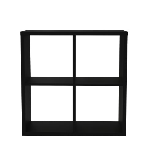 Raumteilerregal >MAURO< 4 Fächer, in Schwarz - 72,7x72,8x32,9cm (BxHxT)
