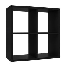 Raumteilerregal >MAURO< 4 Fächer, in Schwarz - 72,7x72,8x32,9cm (BxHxT)
