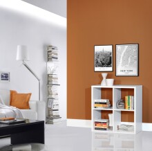 Raumteilerregal >MAURO< 4 Fächer, in Weiss - 72,7x72,8x32,9cm (BxHxT)
