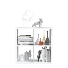 Raumteilerregal >MAURO< 4 Fächer, in Weiss - 72,7x72,8x32,9cm (BxHxT)