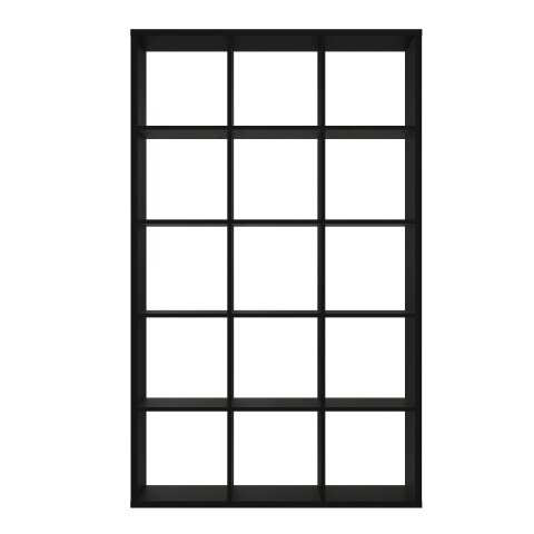 Raumteilerregal >MAURO< 15 Fächer, in Schwarz - 107,2x176,3x32,9cm (BxHxT)
