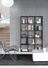 Raumteilerregal >MAURO< 15 Fächer, in Schwarz - 107,2x176,3x32,9cm (BxHxT)