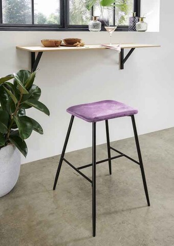 Barhocker >10/121-81< (4er Set) in Flieder, Velours - 55x74x46cm (BxHxT)