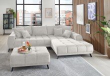 Polsterecke >Aldous< 8 Kissen, Waffelsteppung, beschichtet, creme - 300x108x123cm (BxHx