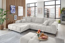 Polsterecke >Aldous< 8 Kissen, Waffelsteppung, beschichtet, creme - 300x108x123cm (BxHx