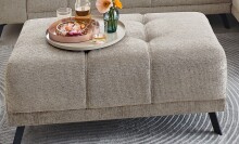 Polsterhocker >Aldous< Waffelsteppung, Stoff beschichtet, silbergrau - 103x43x62cm (BxHxT)