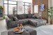 Polsterecke >Aldous< 8 Kissen, Steppung, Stoff beschichtet, dunkelgrau - 300x108x123 BxHxT