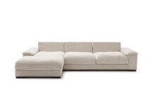 Polsterecke >Adriena< in Cord creme, 6 Kissen, Daune - 323x90x177cm (BxHxT)