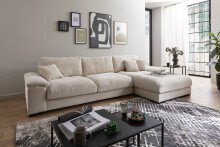 Polsterecke >Adriena< in Cord creme, 6 Kissen,...