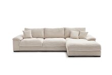 Polsterecke >Adriena< in Cord creme, 6 Kissen, Daune - 323x90x177cm (BxHxT)