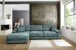 Polsterecke >Adriena< 6 Kissen, Daune, weicher Bezugsstoff in aqua - 323x90x177cm (BxHxT)