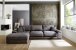Wohnlandschaft >Adriena< 6 Kissen, Daune, weicher Cord Stoff dunkelgrau - 323x90x177cm (BxHxT)
