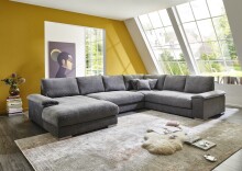 Wohnlandschaft >Adriena< U-Form, 10 Kissen, Daune,...