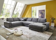 Wohnlandschaft >Adriena< U-Form, 10 Kissen, Daune,...