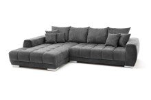 Wohnlandschaft >Amelie< 9 Kissen, Waffelsteppung, Strukturstoff anthrazit - 300x86x215 (BxHxT)