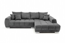 Wohnlandschaft >Amelie< 9 Kissen, Waffelsteppung, Strukturstoff anthrazit - 300x86x215 (BxHxT)