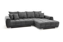 Wohnlandschaft >Amelie< 9 Kissen, Waffelsteppung, Strukturstoff anthrazit - 300x86x215 (BxHxT)