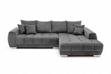 Wohnlandschaft >Amelie< 9 Kissen, Waffelsteppung, Strukturstoff anthrazit - 300x86x215 (BxHxT)
