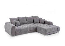 Wohnlandschaft >Amelie< 9 Kissen, Waffelsteppung, Feinwebstoff mittelgrau - 300x86x215cm BxHxT