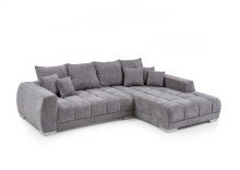Wohnlandschaft >Amelie< 9 Kissen, Waffelsteppung, Feinwebstoff mittelgrau - 300x86x215cm BxHxT