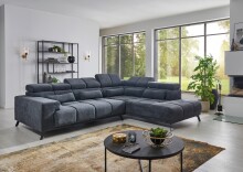 Wohnlandschaft >Iver< Sitz+Kopfteilverstellung, 5 Kissen, anthrazit - 295x100x232cm (BxHxT)