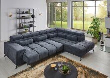 Wohnlandschaft >Iver< Sitz+Kopfteilverstellung, 5 Kissen, anthrazit - 295x100x232cm (BxHxT)