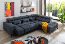 Wohnlandschaft >Iver< Sitz+Kopfteilverstellung, 5 Kissen, anthrazit - 295x100x232cm (BxHxT)