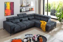 Wohnlandschaft >Iver< Sitz+Kopfteilverstellung, 5 Kissen, anthrazit - 295x100x232cm (BxHxT)