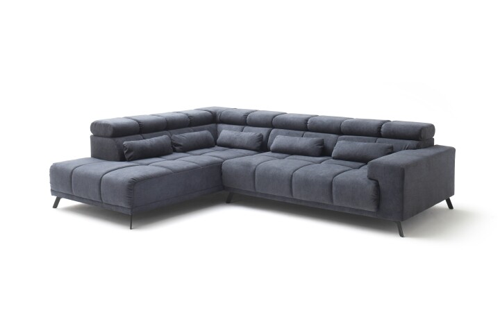 Wohnlandschaft >Iver< Sitz+Kopfteilverstellung, 5 Kissen, anthrazit - 295x100x232cm (BxHxT)